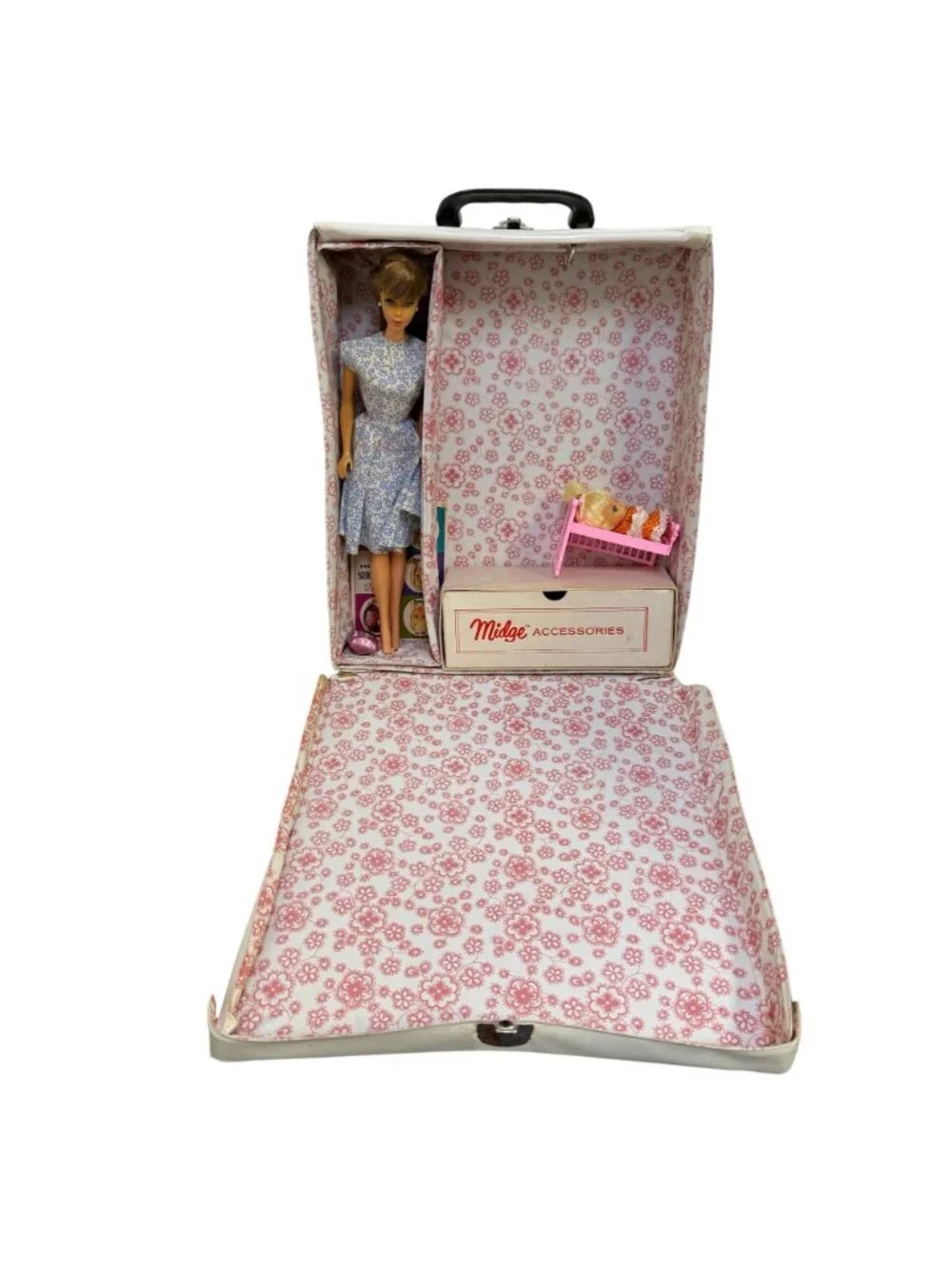 Vintage Barbie Doll Case With Doll Clothing & Accessories By Mattel